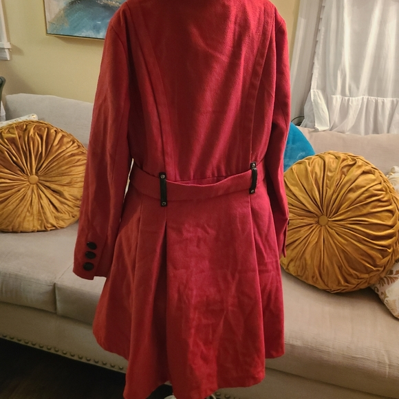 HOLD ❤Red hi low coat❤ - Picture 2 of 3